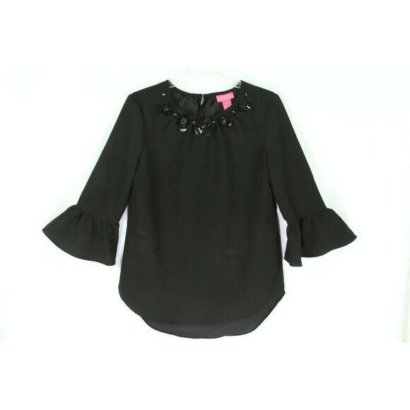 Catherine Malandrino Tops - Catherine Malandrino Top XS Black Womens Sequin Ruffle Cocktail
